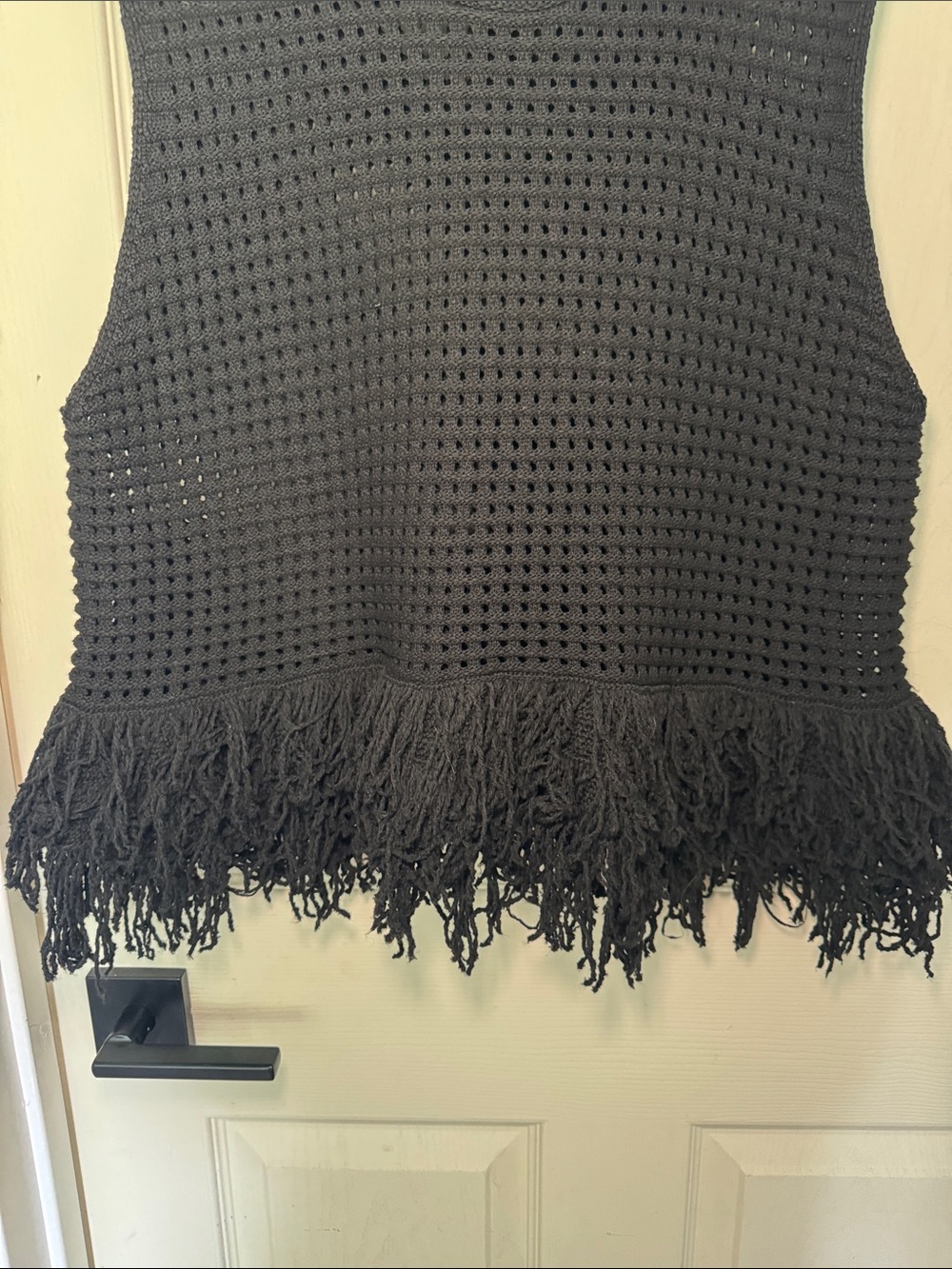 Zara Black Crochet Fringe Tank Top - Picture 4 of 5